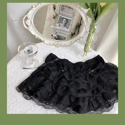 Y2k Lace Sweet Girl Korea Summer Skirts Women Clothes White MIni Skirt