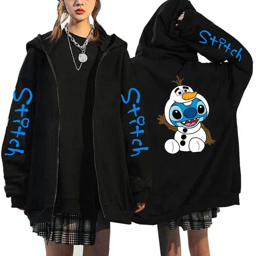 Oversized Y2k Zip-up Hoodie Disney Women's Lilo & Stitch Costume