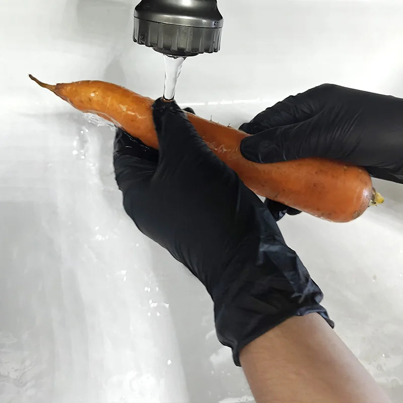 50/100PCS Black Nitrile Gloves Powder Free Waterproof Disposable