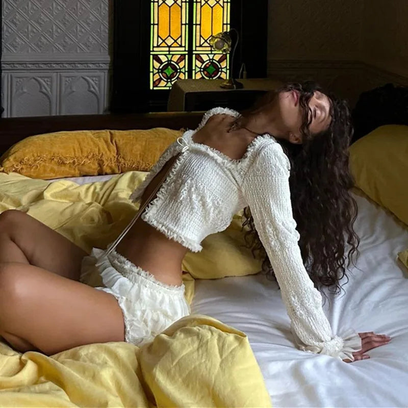 Cryptographic Fashion Y2K Ruffle Tiered Mini Skirts Co-ord Sets