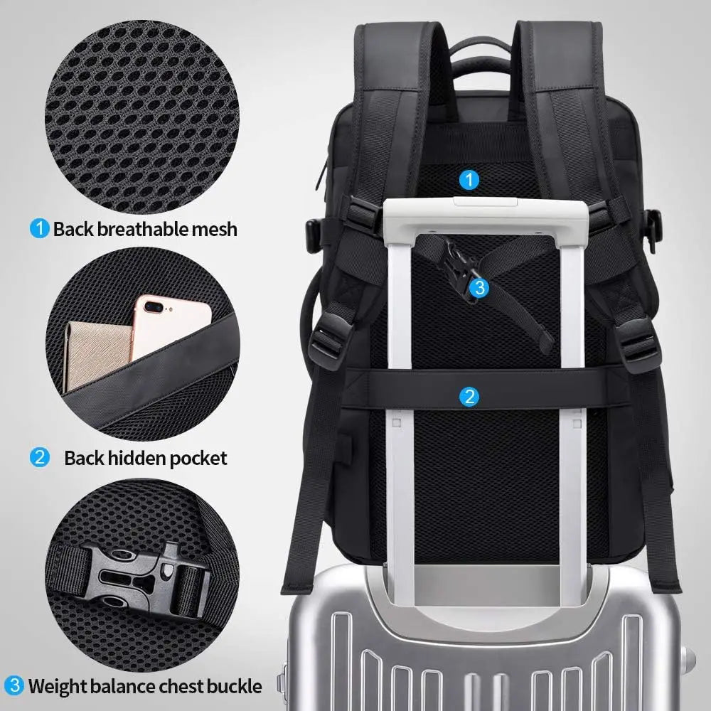 BANGE Men Luxury Designer Outdoor Backpack Expandable Commercial