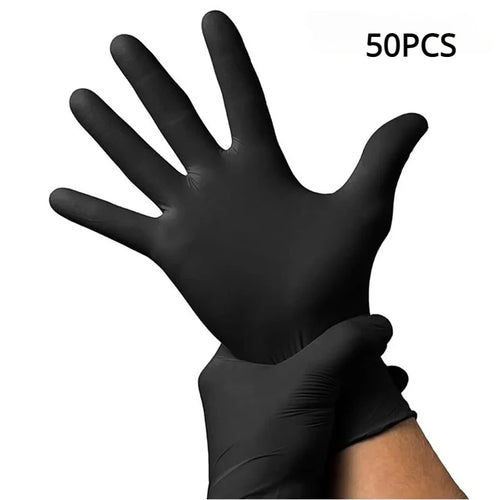 50/20PCS Disposable Black Nitrile Gloves Latex Free Waterproof Durable