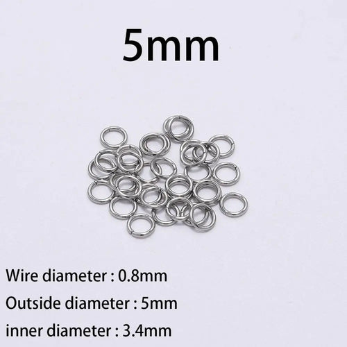 30-200Pcs 3-25mm Stainless Steel Split Ring Open Single Loops Jump