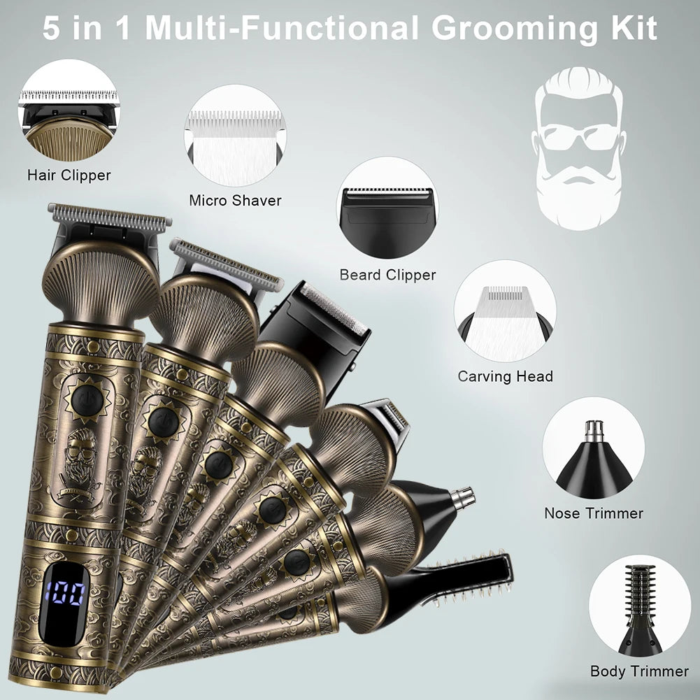 Hatteker 6 in 1 hair clipper set hair trimmer hair cutting machine for