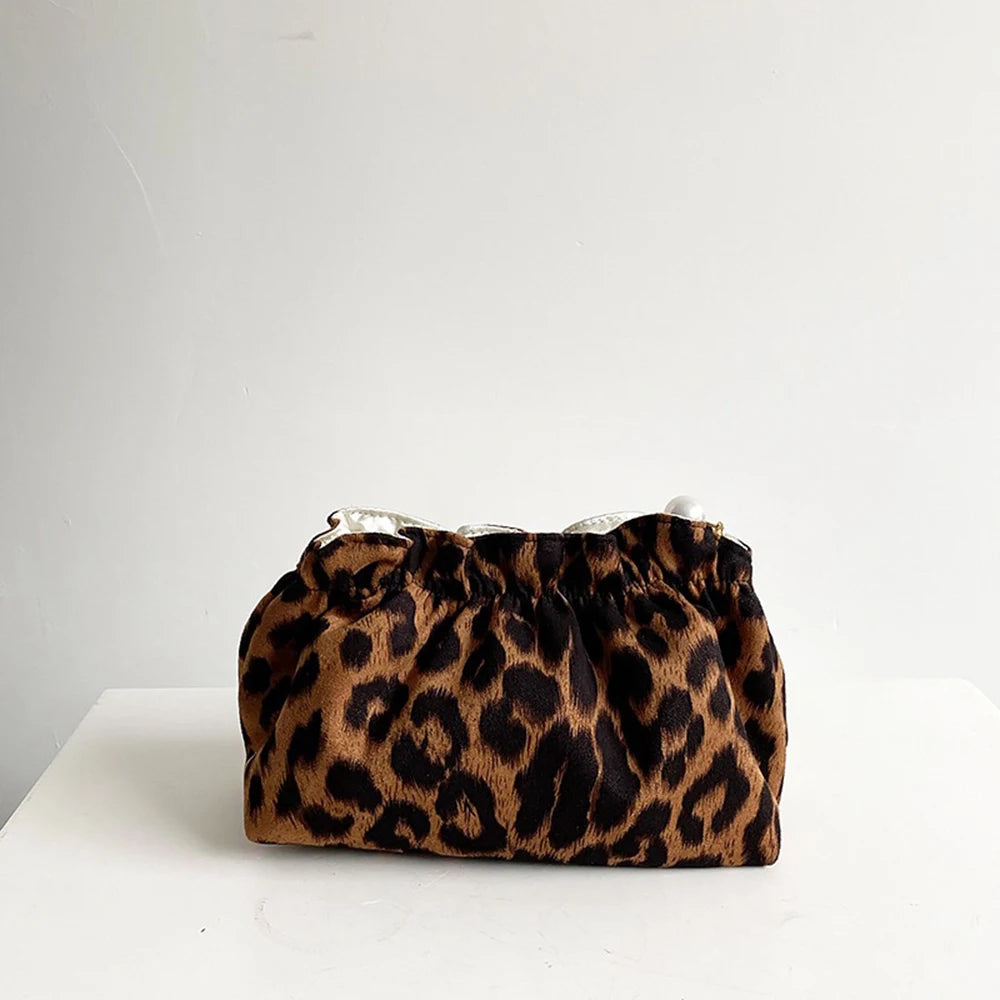 Fashion Women Pearl Zipper Makeup Bag Large Capacity Toiletry Travel