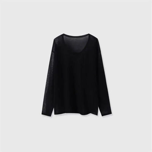 Sexy Sheer Baggy T-shirt for Women 2024 Summer Casual Fashion Loose