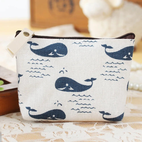 Fashion Flower Pattern Coin Purses Small Fresh Canvas Coin Wallet Lady