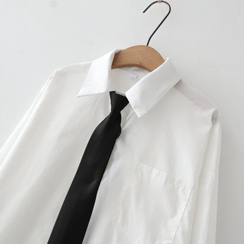 GIDYQ Women White Jk Shirts Long Sleeve Fall Student Shirts Casual