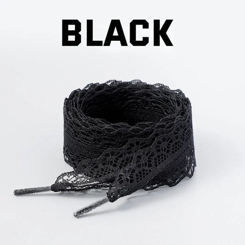 New Lace Braided Shoelaces 2.9CM Width Fancy Flat Shoelace Black White