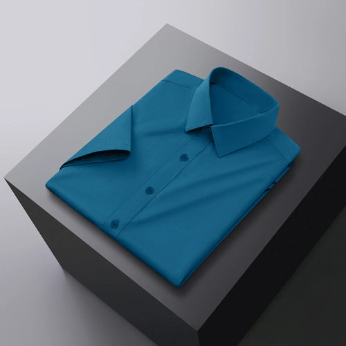New Men's Business Casual Solid Color Short Sleeved Shirt for Summer