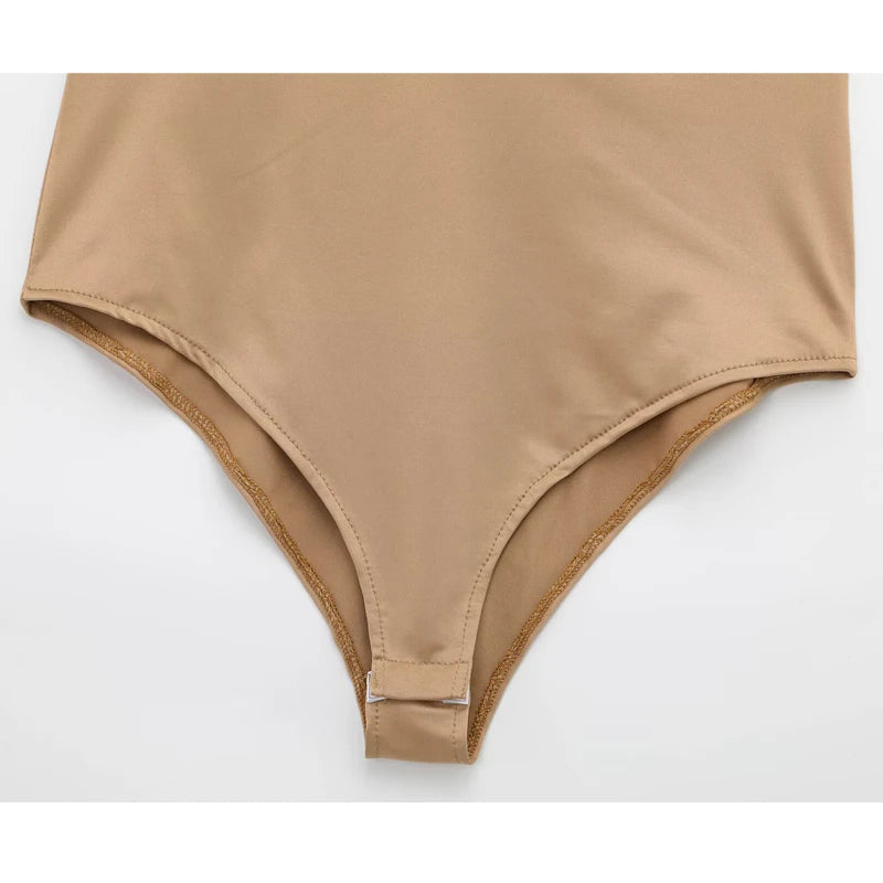 MUJER Sexy Satin Bodysuit Women Backless Bustier Top Women Sexy