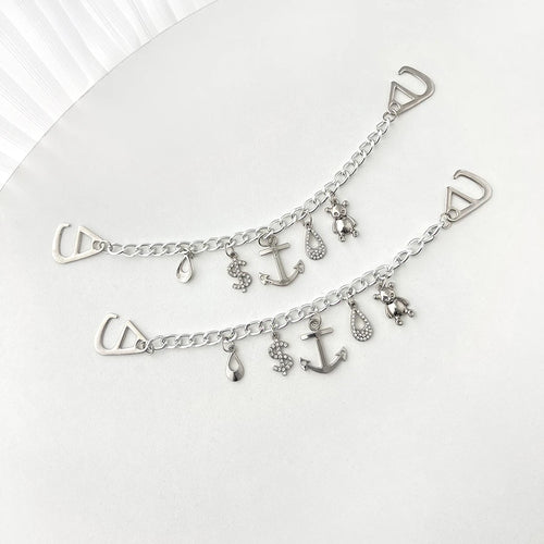 2 Pieces Sparkling Faux Pearl Decoration Chain Suitable For Crocs Bogg