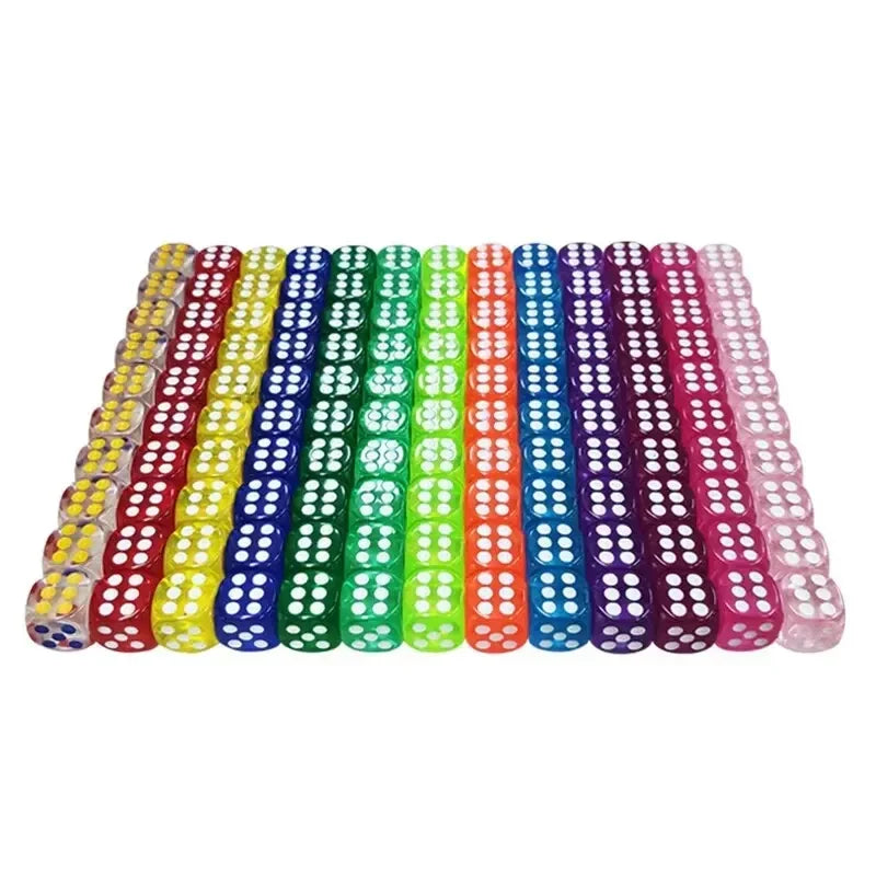 50PCS 14mm Colorful Transparent Dice Set - Rounded Edge Board Game