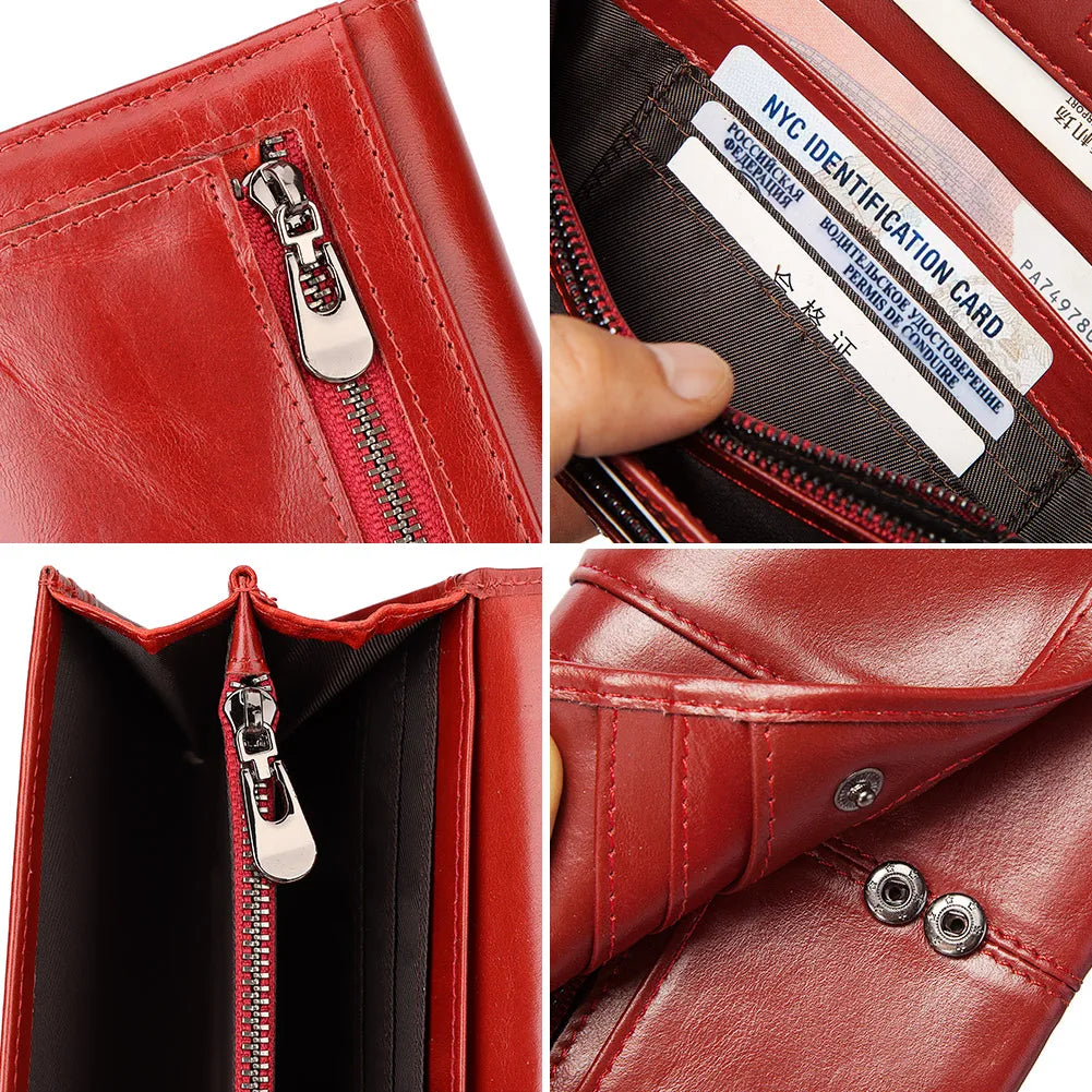 Women's Clutch Bag Genuine Leather Wallets Fashion Female Cell Phone