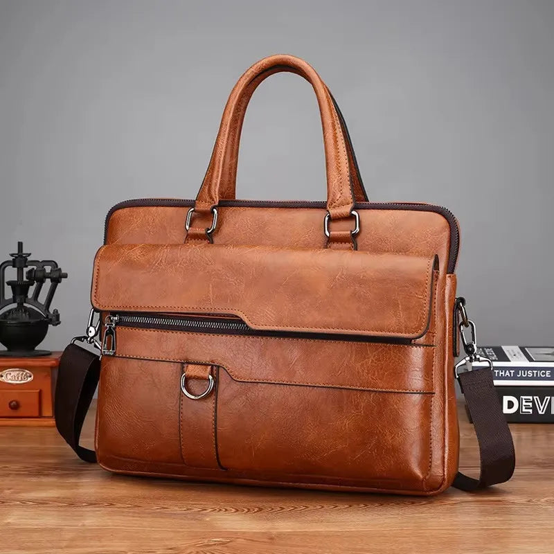 Luxury Brand Men Handbag Leather Man Briefcase for Laptop Messenger