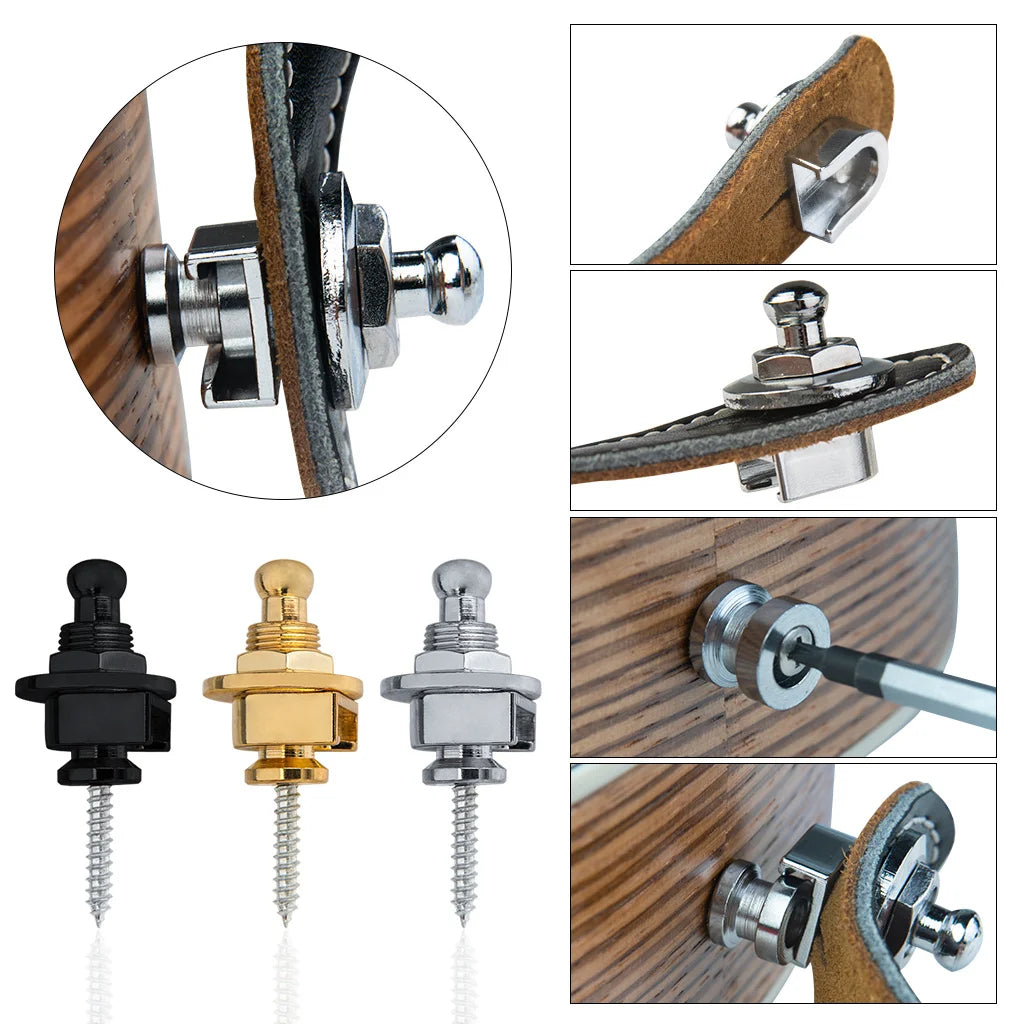 2Pcs Guitar Bass Strap Lock Skidproof StrapLock locking pegs