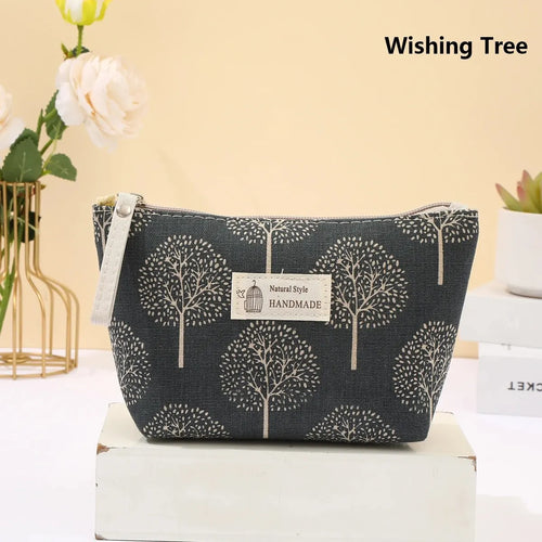 New Canvas Cosmetic Bags Zipper Opening Key Card Holder Cartoon