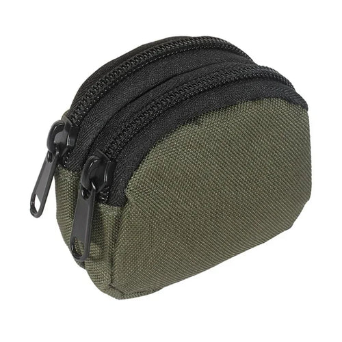 Nylon Double Zipper Pocket Coin Purse Men Tactical Molle Pouch