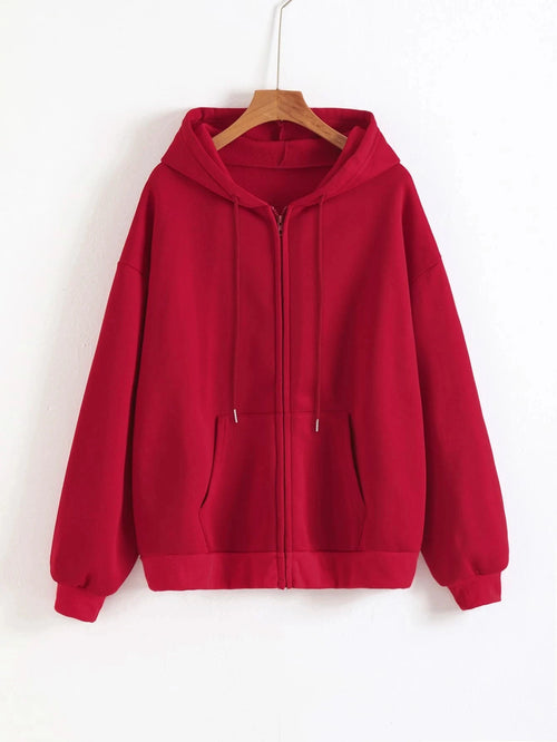 Women Fleece Zip Up Hoodies Running Sports Sweatshirts Fashion Female