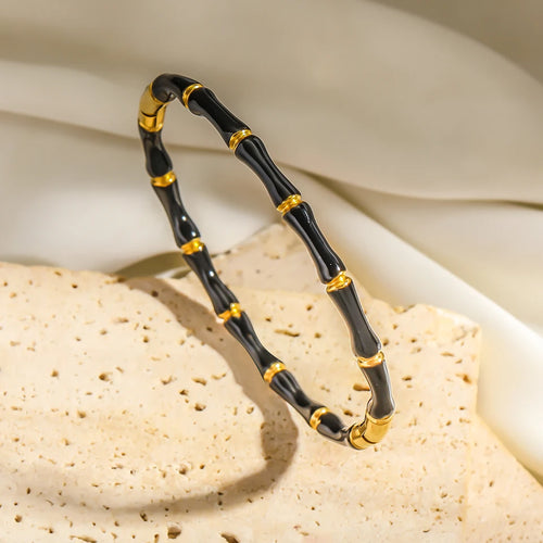 Fashion Smooth Ring Bamboo Shape Stainless Steel Bracelets For Women