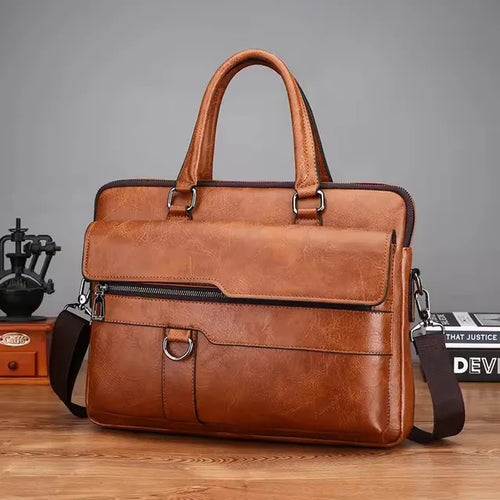 Luxury Brand Men Handbag Leather Man Briefcase for Laptop Messenger