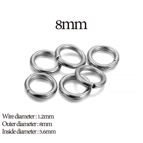 30-200Pcs 3-25mm Stainless Steel Split Ring Open Single Loops Jump
