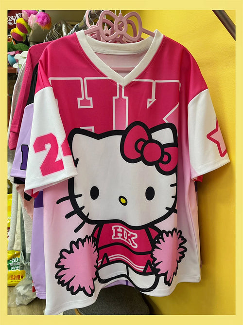 2025 MINISO New Sanrio HelloKitty Sportswear Women's V-neck Loose