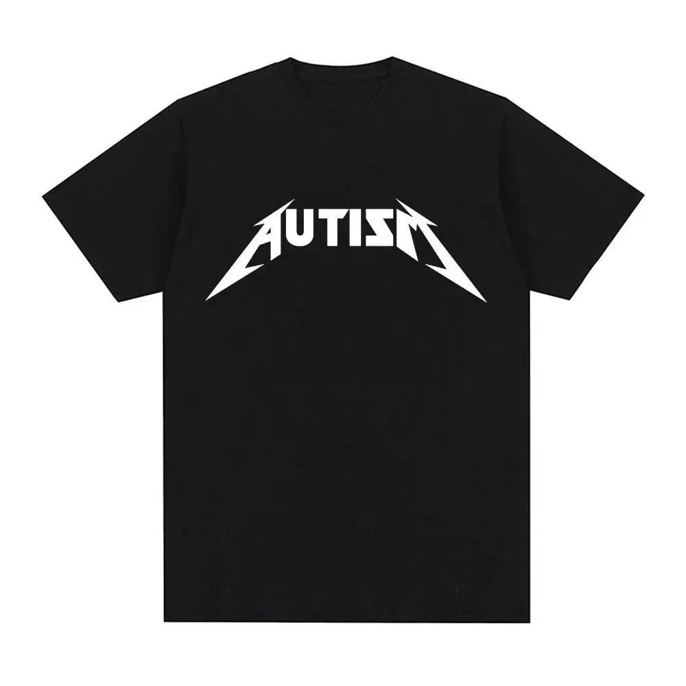 Autism Metal Rock Meme T-shirt Men Women Fashion Hip Hop Short Sleeve