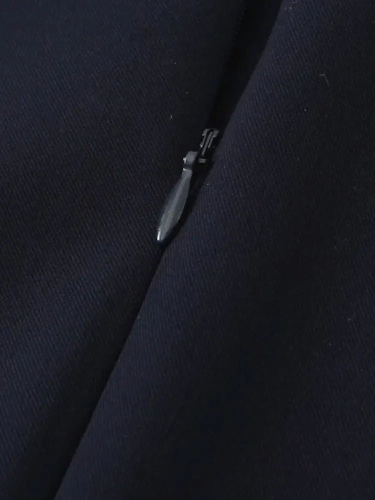 TRZA-Pleated Mini Dress with Side Loops for Women, Halter Neck, Back