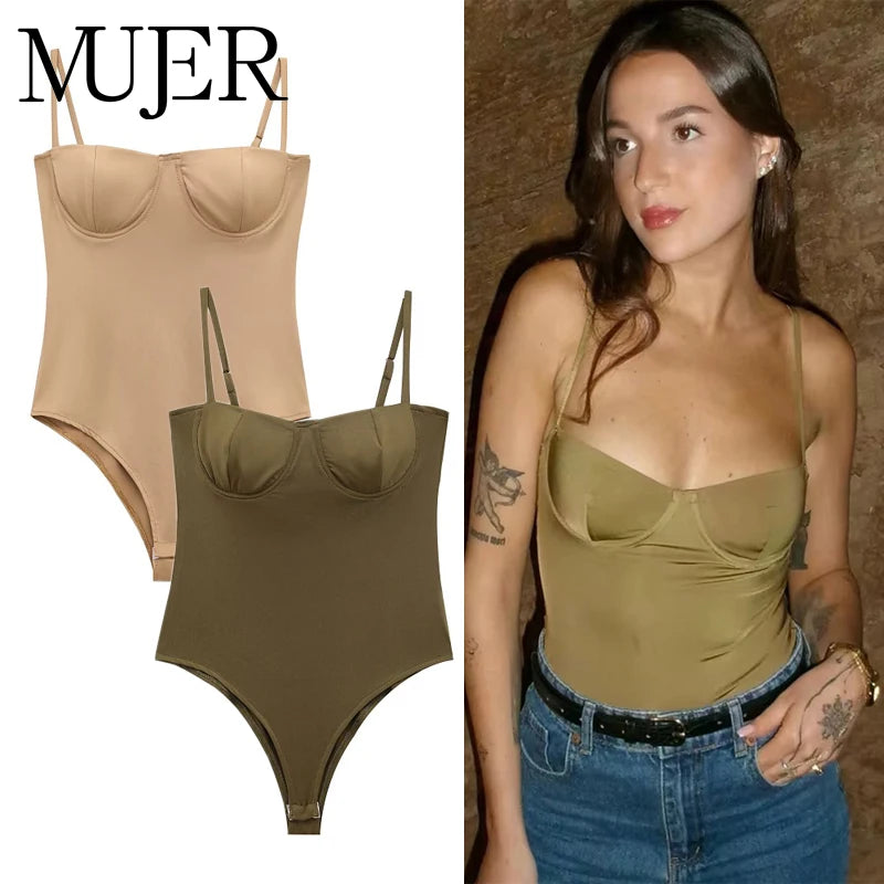 MUJER Sexy Satin Bodysuit Women Backless Bustier Top Women Sexy
