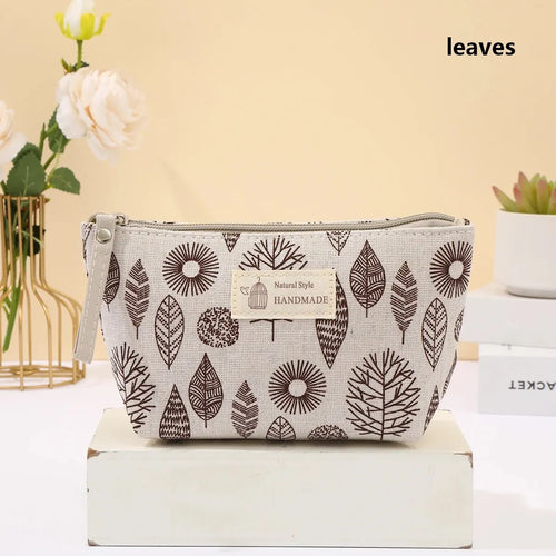 New Canvas Cosmetic Bags Zipper Opening Key Card Holder Cartoon