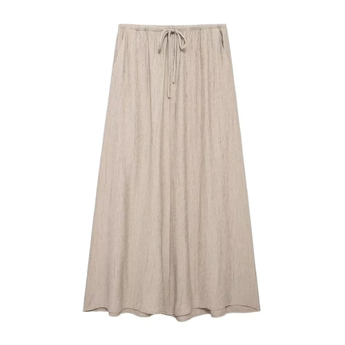 TRAFZA Women Fashion Vintage Solid Skirt Suit Bow Lace-up Tank Tops V