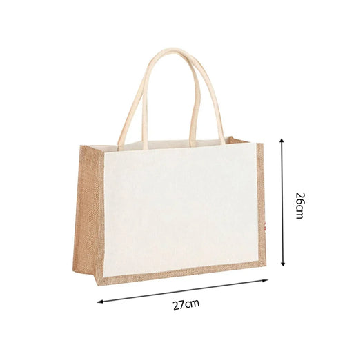 Burlap Jute Tote Shopping Bag Vintage Reusable Grocery Wedding
