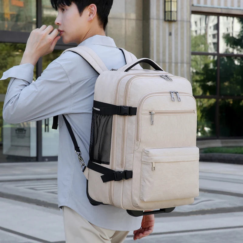 Rolling Backpack Carry On Luggage, Travel Laptop Backpack with Wheels