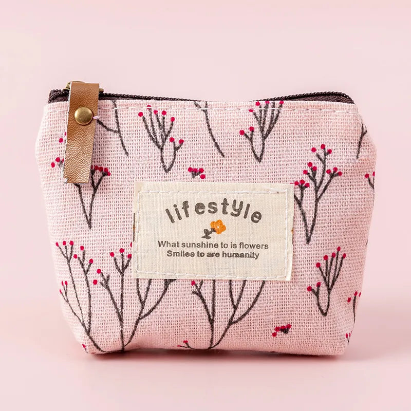 Fashion Flower Pattern Coin Purses Small Fresh Canvas Coin Wallet Lady