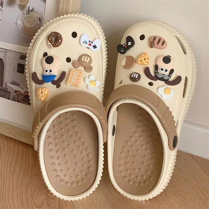 DIY 3D Cute Cartoon Dog Shoe Charms for Clogs Slides Sandals Garden
