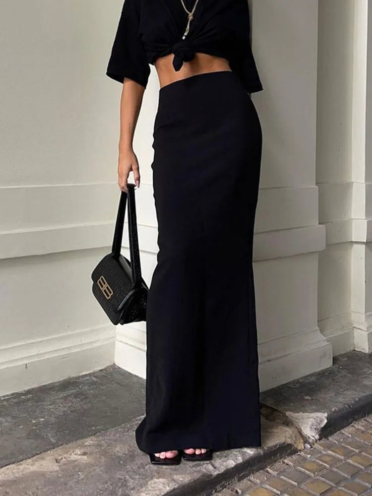 Fashion For Women Black Long Skirts High Waist Slim Seamless Elegant