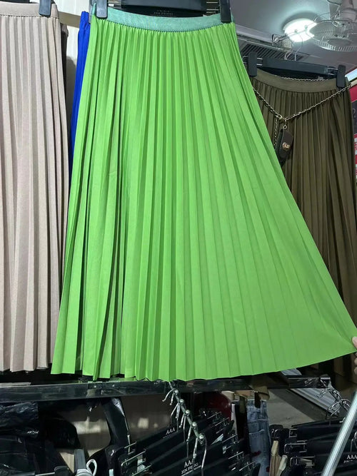 2024 Women Elegant Pleated Skirt High Waist Women Mid-long Skirt