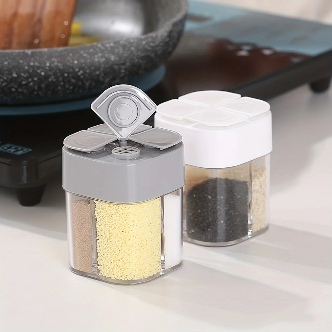 4in1 Camping Seasoning Shaker Multi-Purpose Spice Jar with Lid