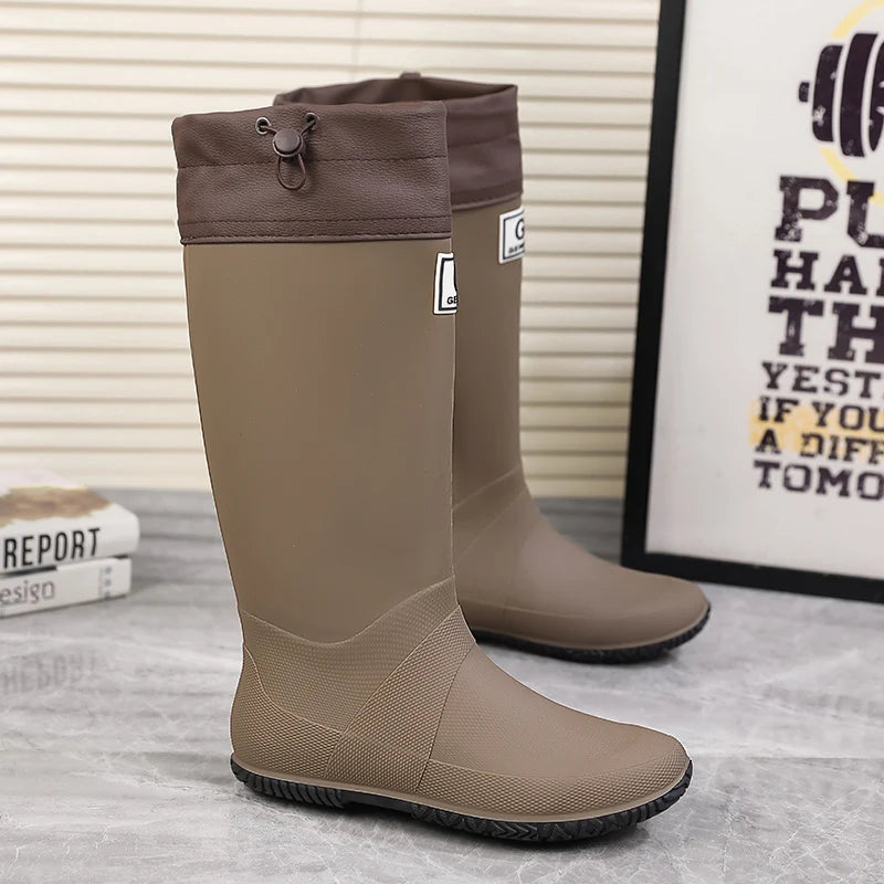 Rain Boots for Men, Fashionable High-Top Rain Boots for Outer Wear,