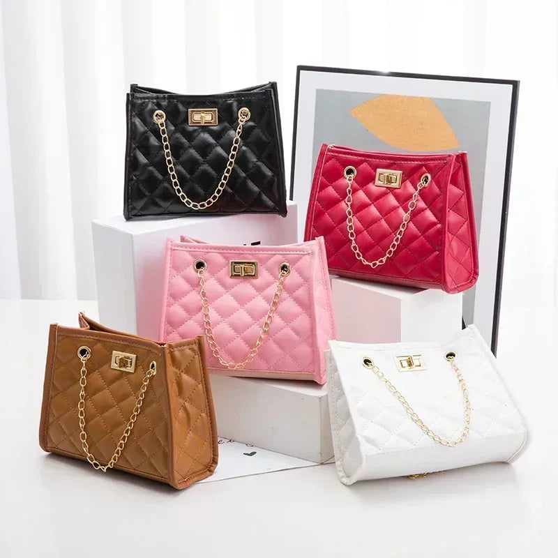 Women's Tote Bags, Handbag with Chains, Diamond Lattice Underarm