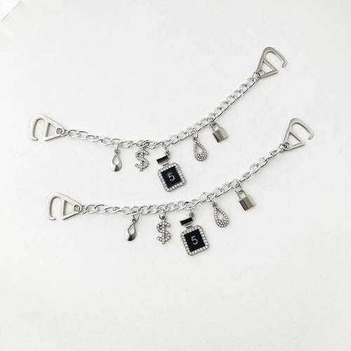 2 Pieces Sparkling Faux Pearl Decoration Chain Suitable For Crocs Bogg