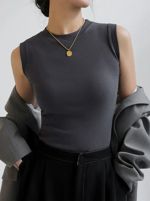 Camisole Vest for Women  Round Neck Colourful Basic Sleeveless