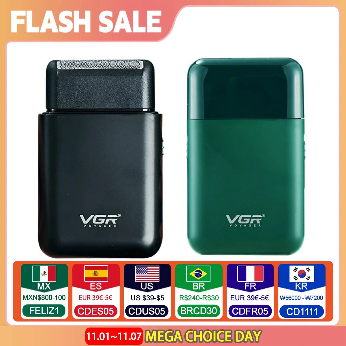 VGR Electric Shaver Professional Beard Trimmer Razor Portable Mini