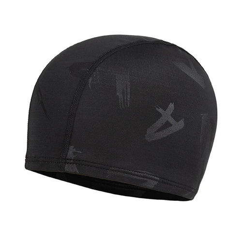 Women Men Spandex Swimming Cap Black Lightning Shark Skin Letters