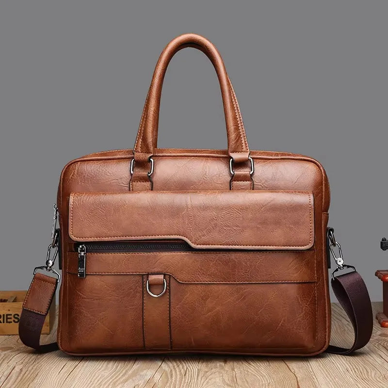 Luxury Brand Men Handbag Leather Man Briefcase for Laptop Messenger