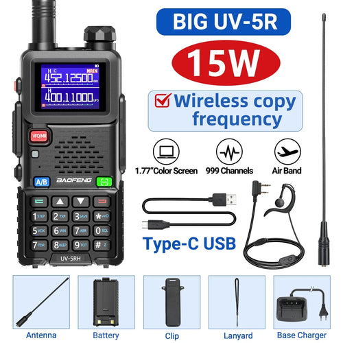 UV 5RH Pro Max 15W Air Band Walkie Talkie Long Range Wirless Copy