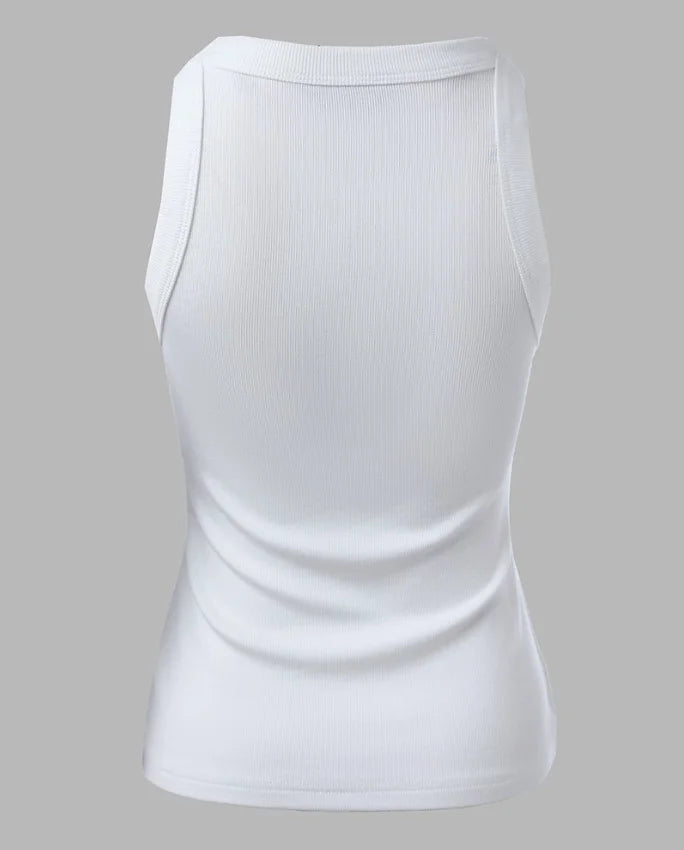Sleeveless Ribbed Knit Tank Top Slim Fit Basic Casual Everyday Wear