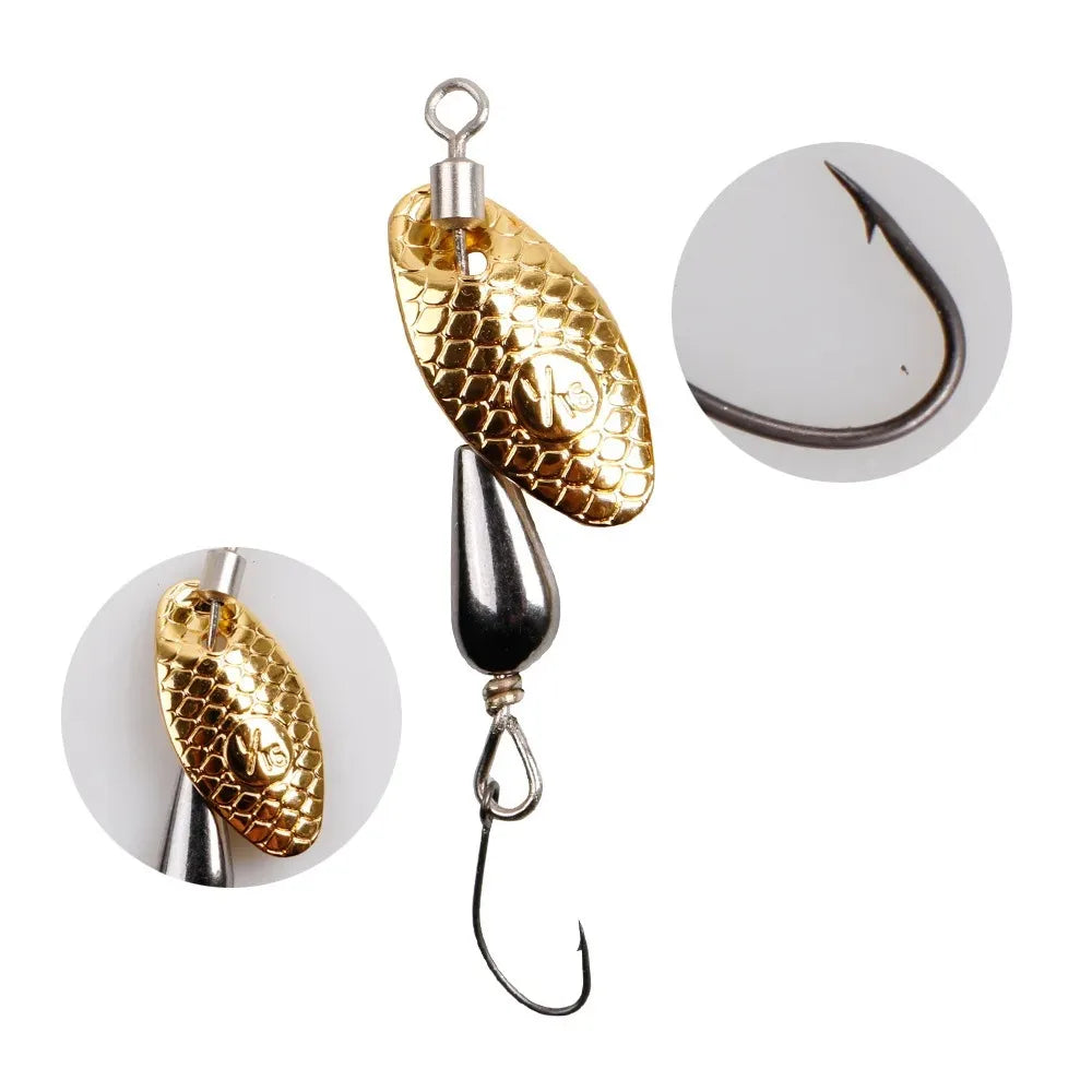 2Pcs Spinner Spoon Metal Bait Fishing Lure 5.5cm/2.8g Sequins Long