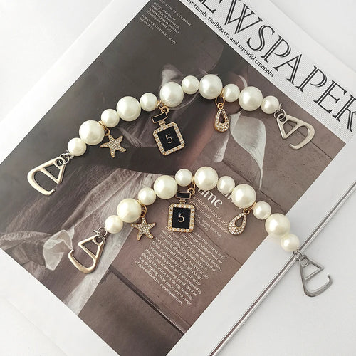 2 Pieces Sparkling Faux Pearl Decoration Chain Suitable For Crocs Bogg